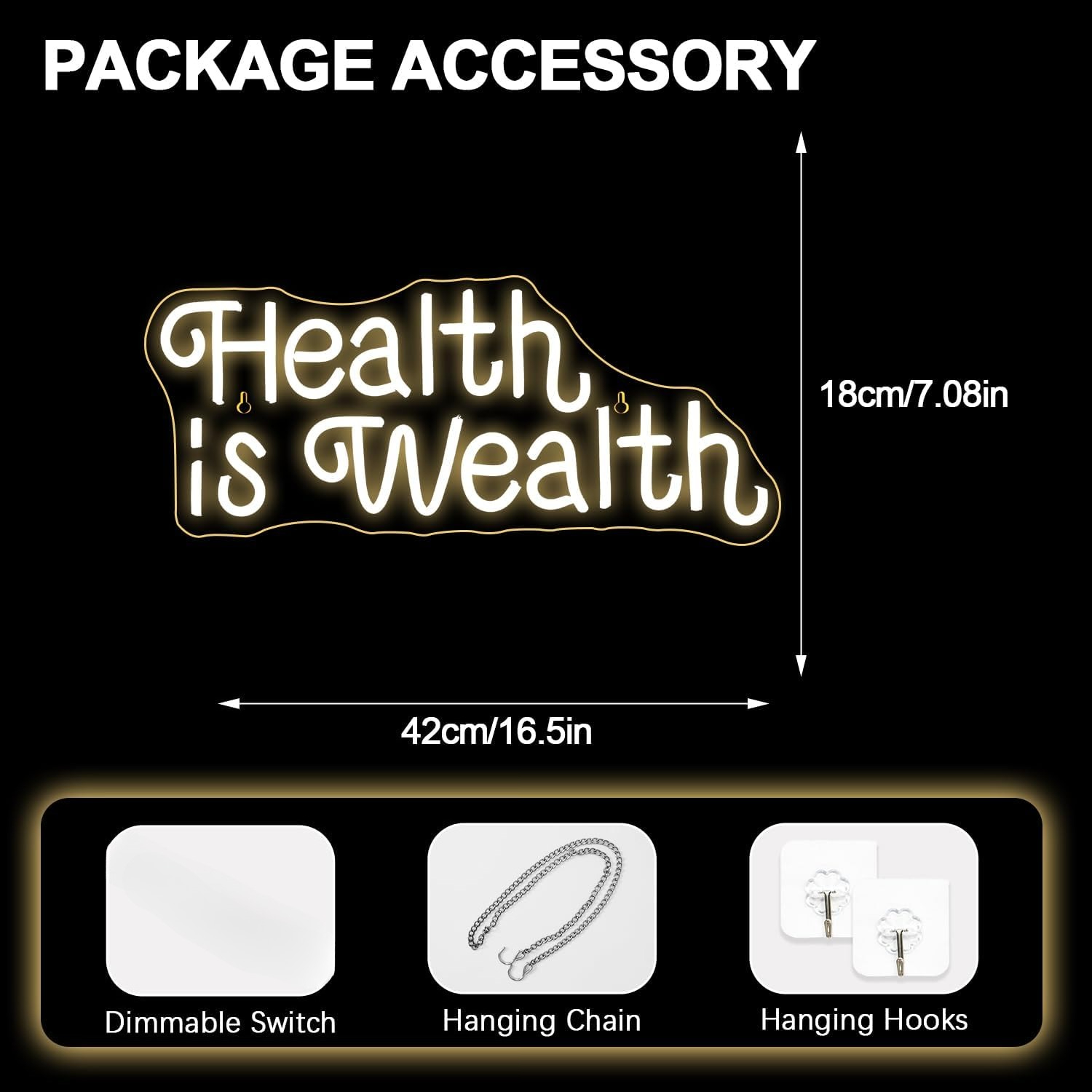 Health is Wealth Neon Sign USB - Health Wellness Gym review and price